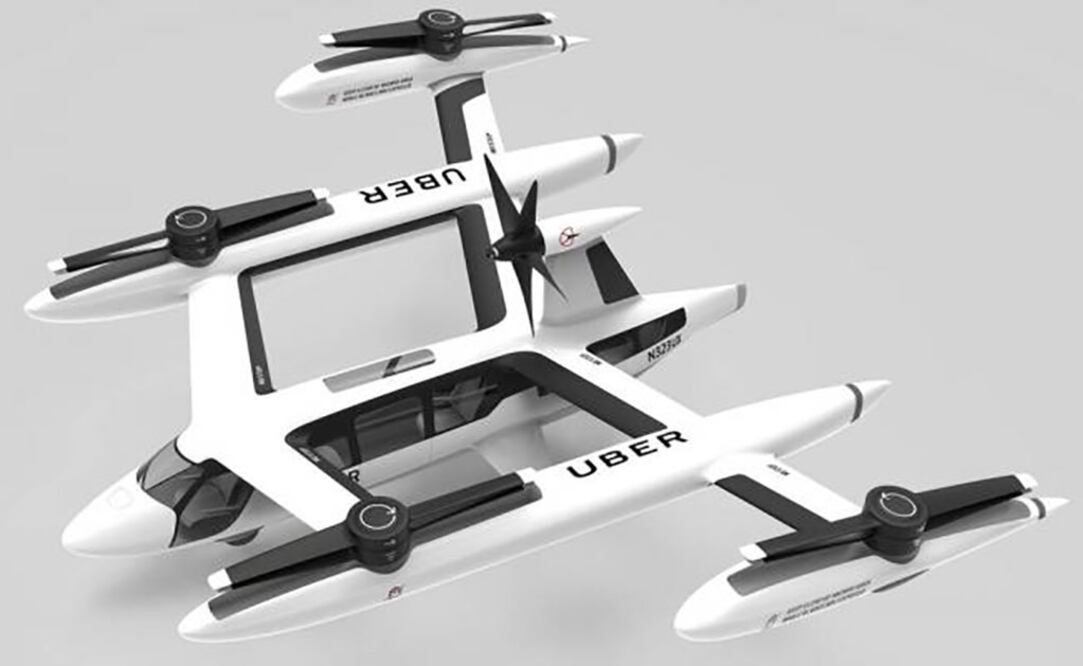 Con una línea futurista, Uber mostró un modelo del aparato eléctricos de despegue vertical. Foto: Reuters
