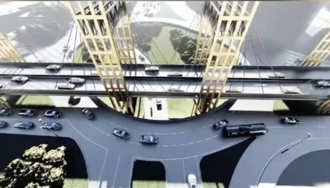 Así será el futuro distribuidor vial en la Glorieta de la Familia en SLP. Foto: Captura de video