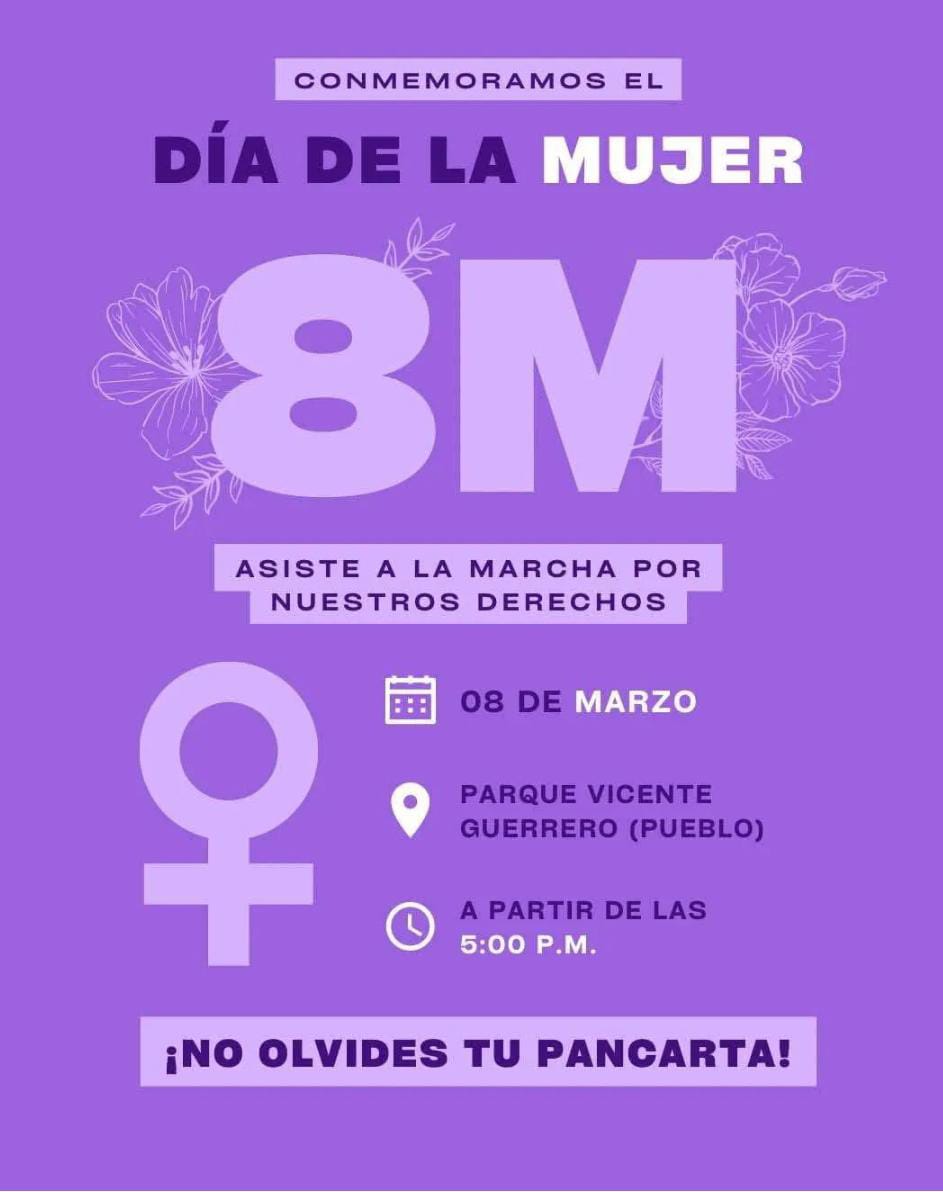 Convocatoria a la marcha del 8M en Matehuala