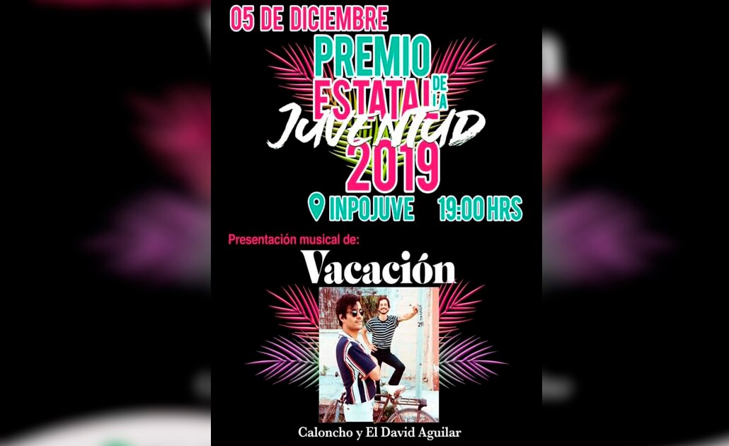 Invitan a ceremonia de entrega del Premio Estatal de la Juventud 2019