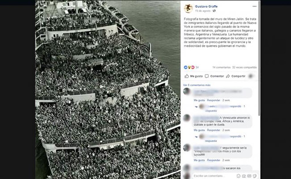 Difunden foto falsa de inmigrantes italianos llegando a Nueva York
