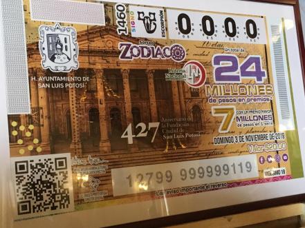 Develan billete de la Lotería Nacional para SLP
