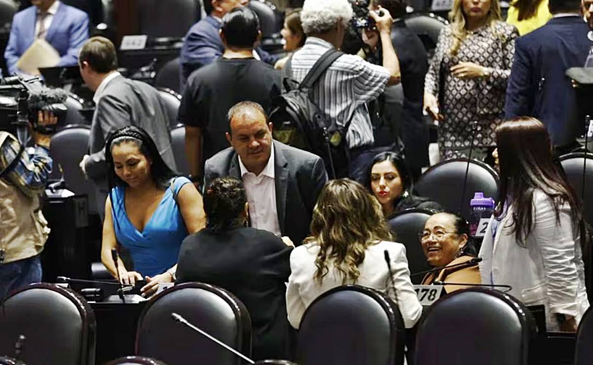 Diputadas de Morena arropan a Cuauhtémoc Blanco previo a votación sobre desafuero; “No estás solo”, expresan