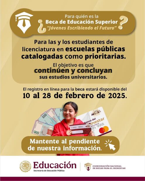 Beca Jóvenes Escribiendo el Futuro. Foto: Secretaría de Educación Pública