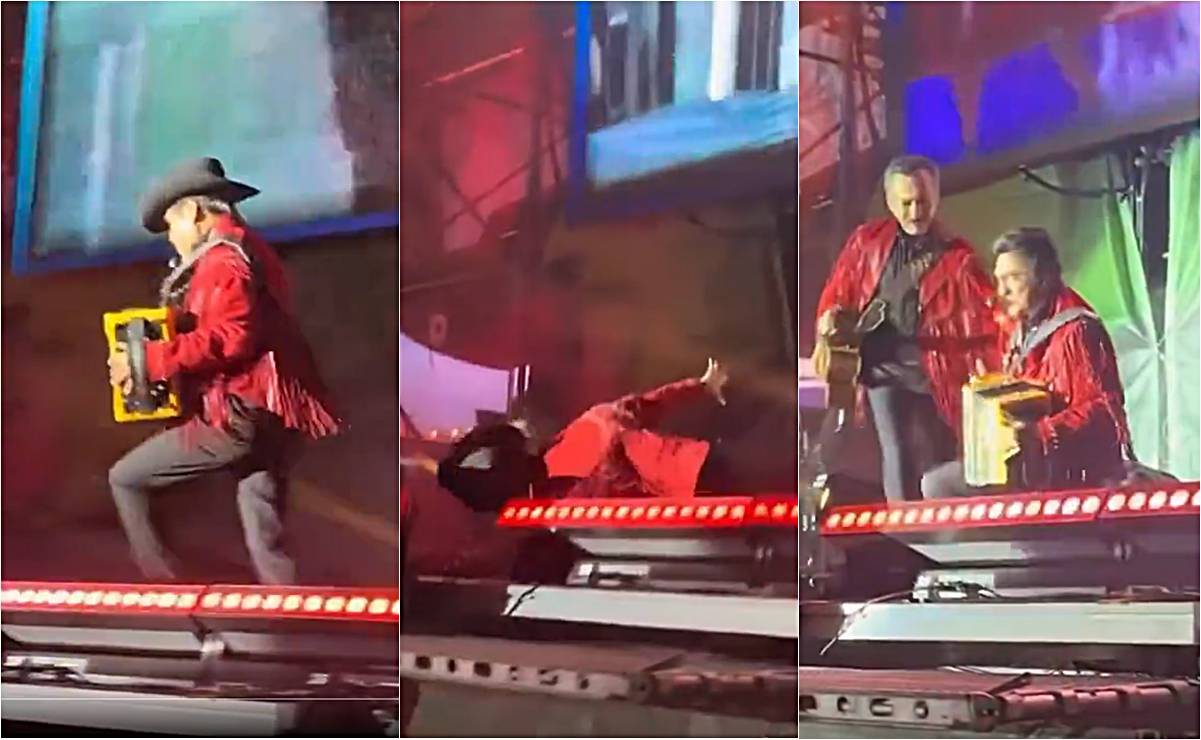 El show de Los Tigres del Norte tuvo un pequeño accidente que no impidió que la fiesta en la Fenapo terminara. Foto: Tomada de video