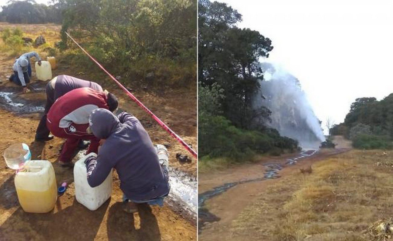 Los vecinos tuvieron al menos una media hora para apropiarse del hidrocarburo hasta que llegaron fuerza federales. Fotos: Especiales