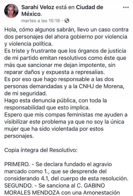 Con amonestación pública, Morena da carpetazo a denuncia de violencia política