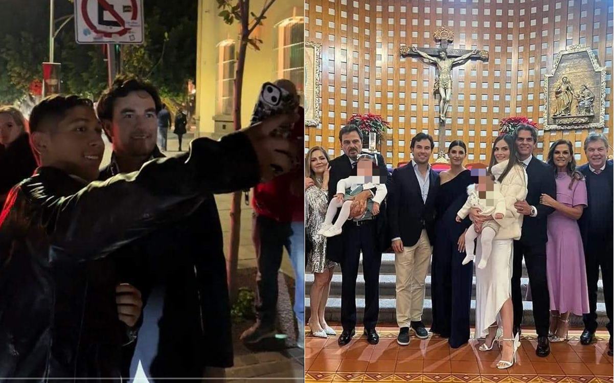 Checo Pérez sorprende fanáticos en SLP; asiste a bautizo de hijo de Ximena Navarrete y Juan Carlos Valladares. Foto: Especial