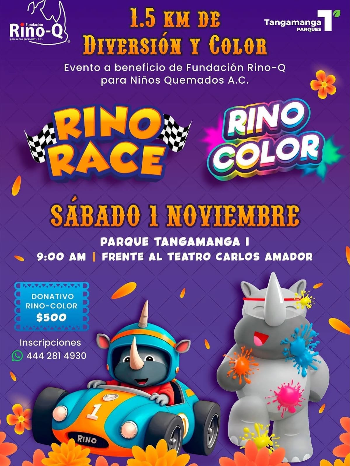 Cartel de carreras de la fundación Rino Q en SLP.