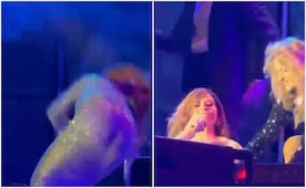 VIDEO: ¡Se levanta como diva! Gloria Trevi sufre caída durante su presentación en la inauguración de la Fenapo