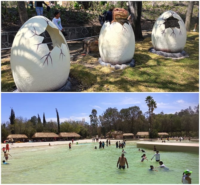 Chicos y grandes disfrutan de las instalaciones del Dinoasis con temática jurásica