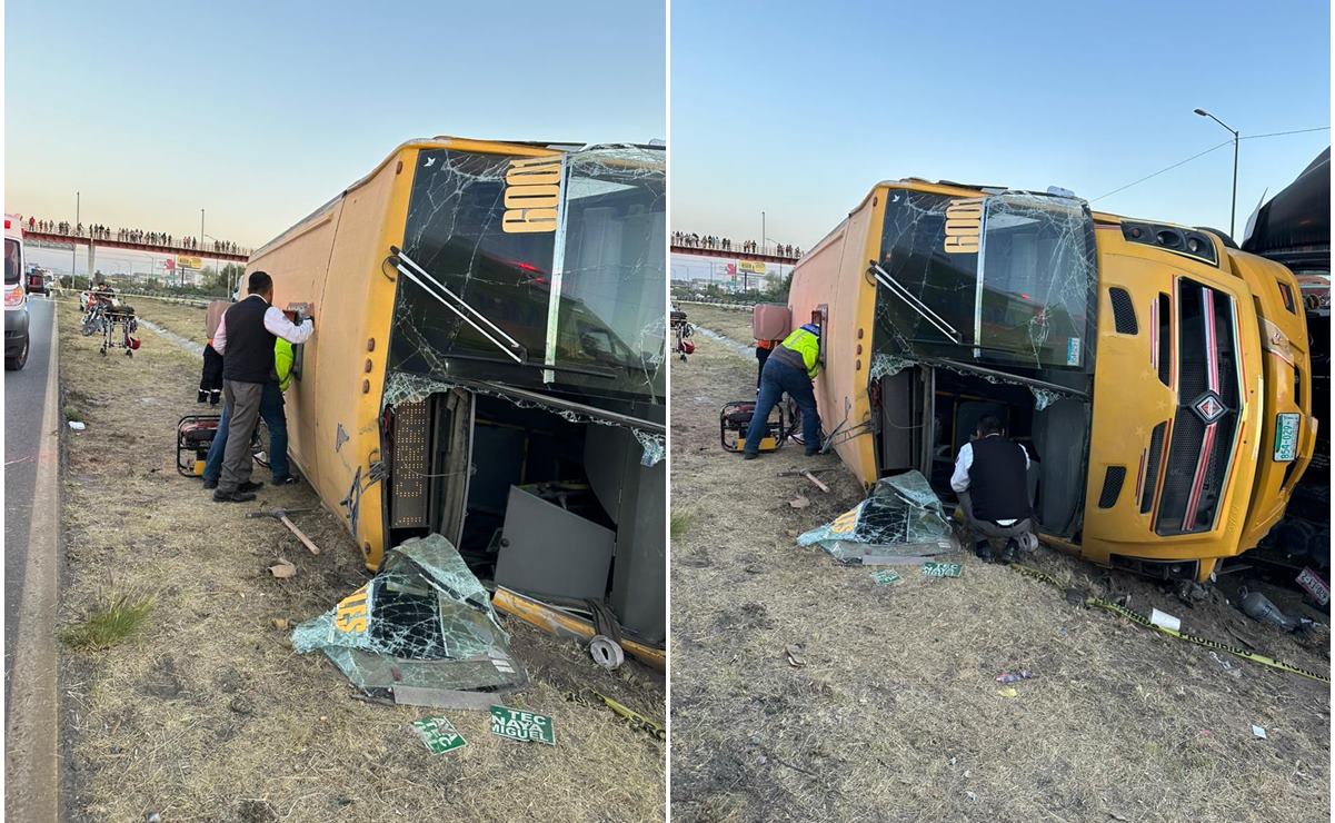 Choque entre tráiler y camión deja dos muertos y 9 lesionados en carretera 57. Fotos: PC Estatal