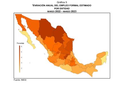 SLP entre los cinco estados con mayor crecimiento de empleo formal: Inegi