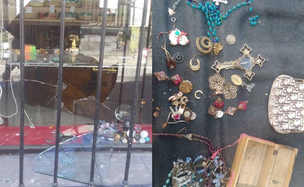 ¡Otro cristalazo en el centro histórico de SLP! Sorprenden a ladrón y lo detienen