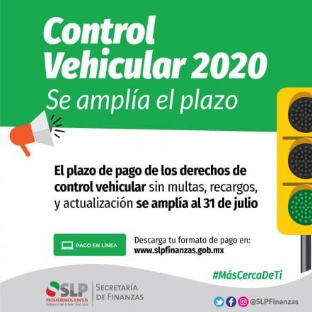 Amplían plazos para pago de control vehicular en SLP