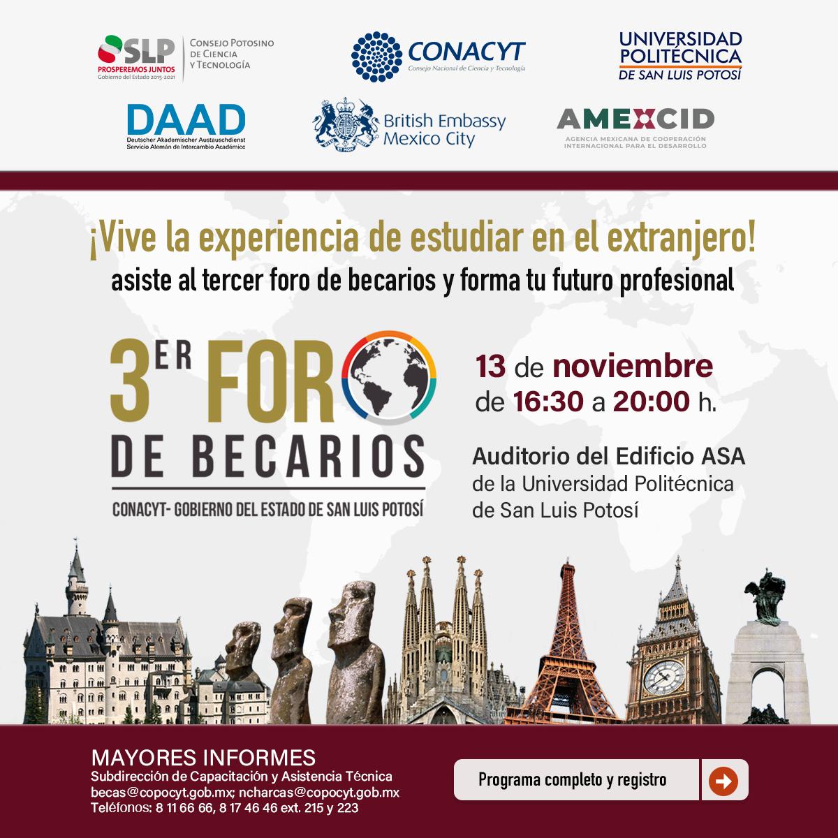 COPOCYT invita a participar en Tercer Foro de Becarios