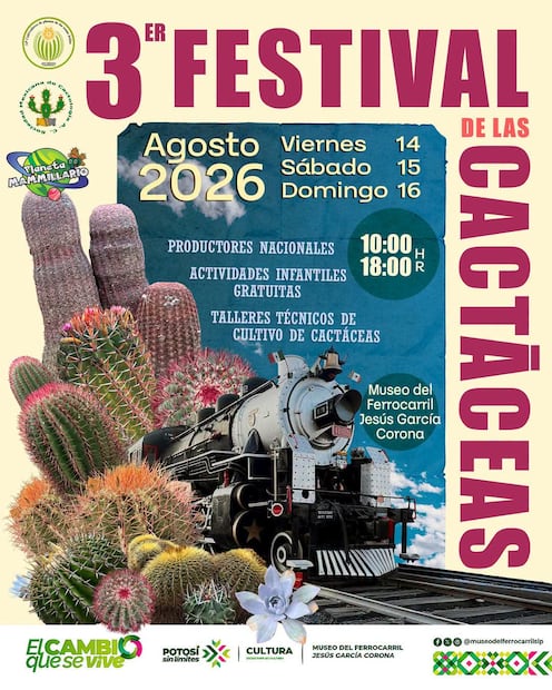 Cartel del Festival de las Cactáceas en SLP. Imagen: Especial