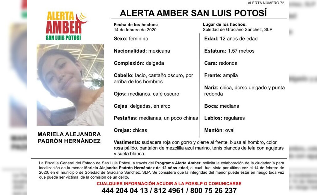 Activan Alerta Amber para localizar a niña de 12 años