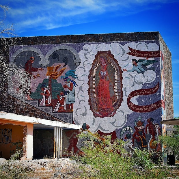 "Ritual de una alegoría" es la obra más emblemática del sitio conocido como Murales en el Tepeyac en Ciudad del Maíz. Foto: FB@Iván De León Álvarez
