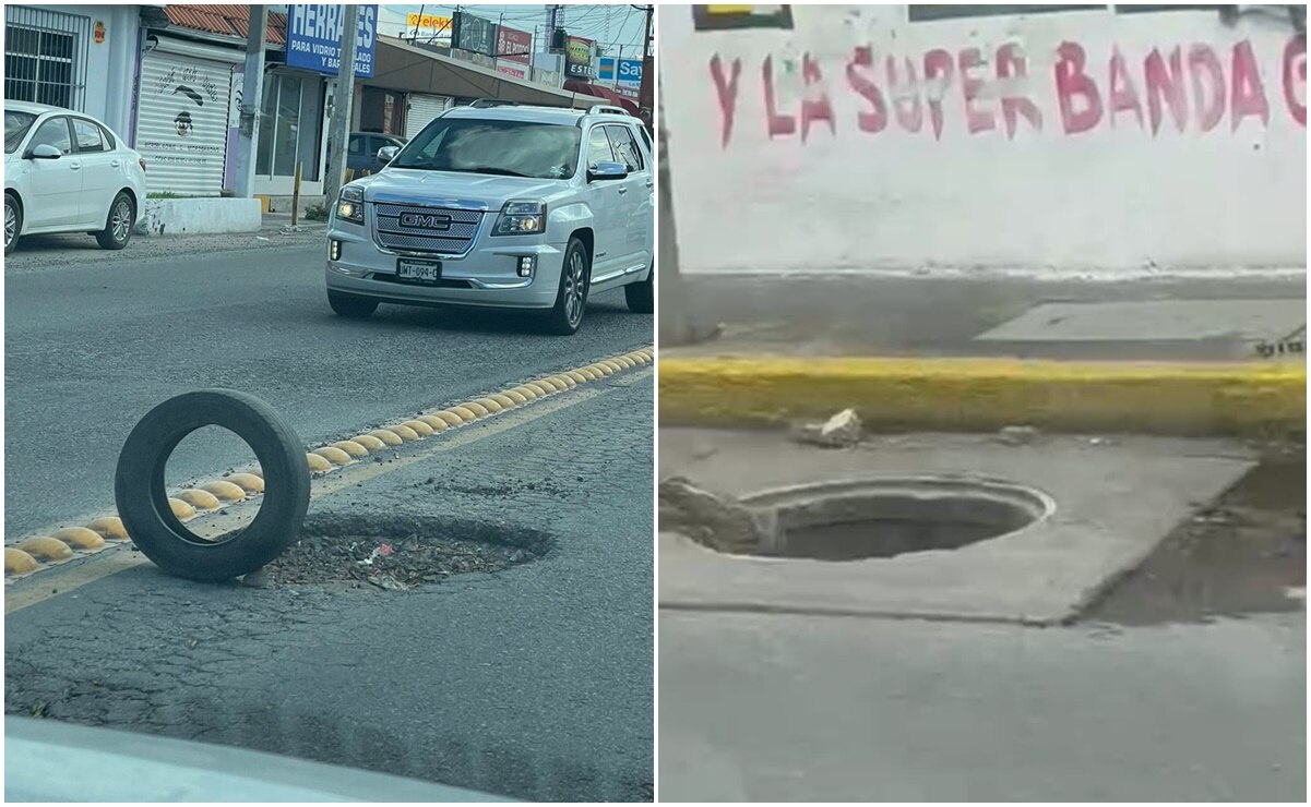 "Parecen cráteres": Hoyos ponen en riesgo a peatones y automovilistas en zona de Muñoz en SLP