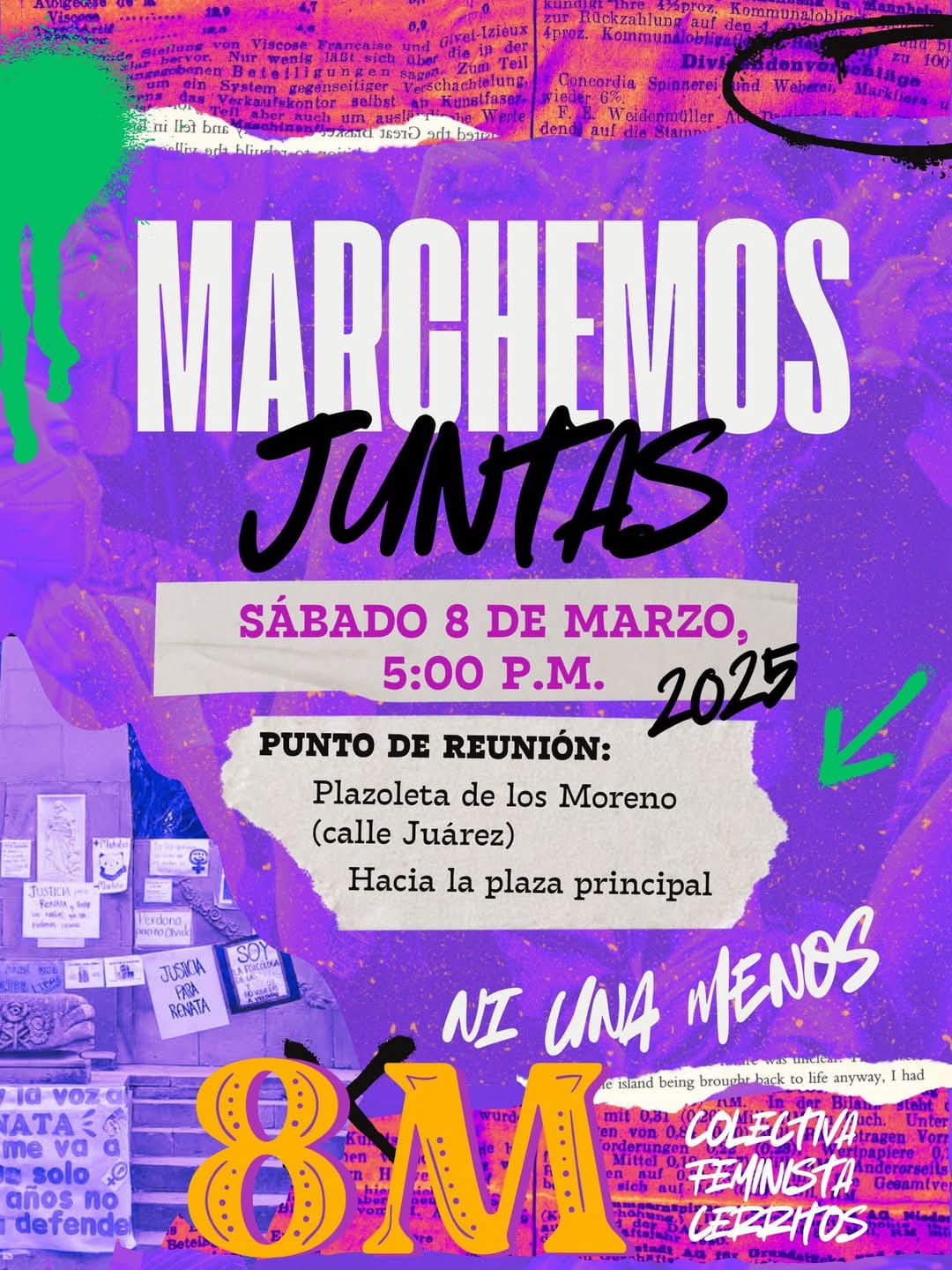 Convocatoria a la marcha del 8M en Cerritos