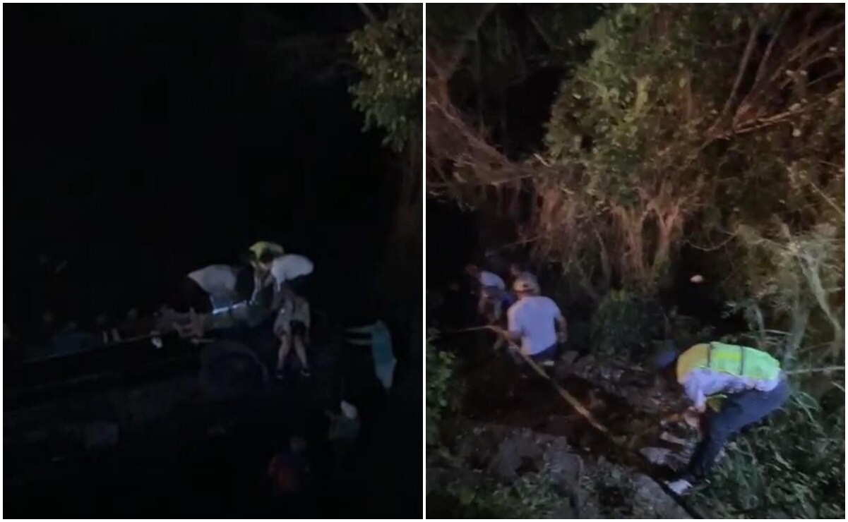 La camioneta de turistas salió del camino y cayó a un arroyo. Fotos: Especiales