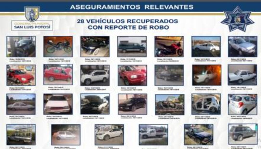 Recuperan 28 vehículos con reporte de robo durante la última semana
