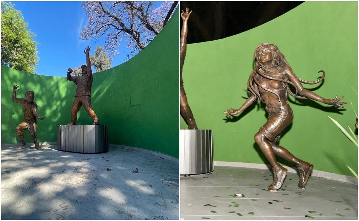 La figura femenina fue robada del memorial a "El Rey del Wepa", en el Barrio Mágico de Tlaxcala, SLP. Fotos: Humberto Torres y Archivo