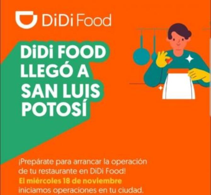 Con 500 restaurantes afiliados, Didi Food inicia operaciones en SLP