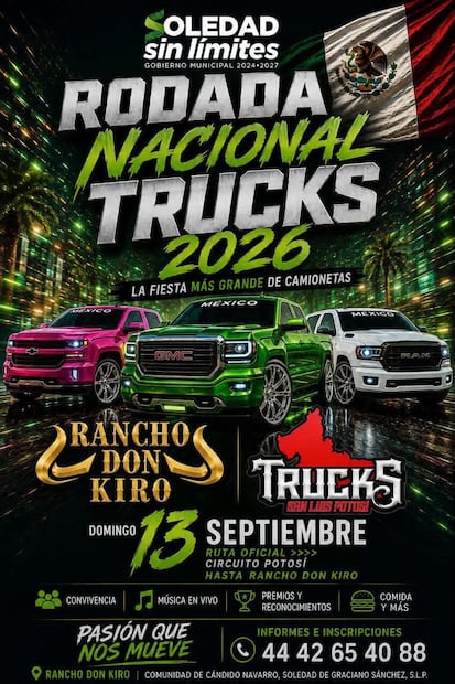 Cartel oficial de la Rodada Nacional de Trucks 2026 en SLP: Imagen: Especial