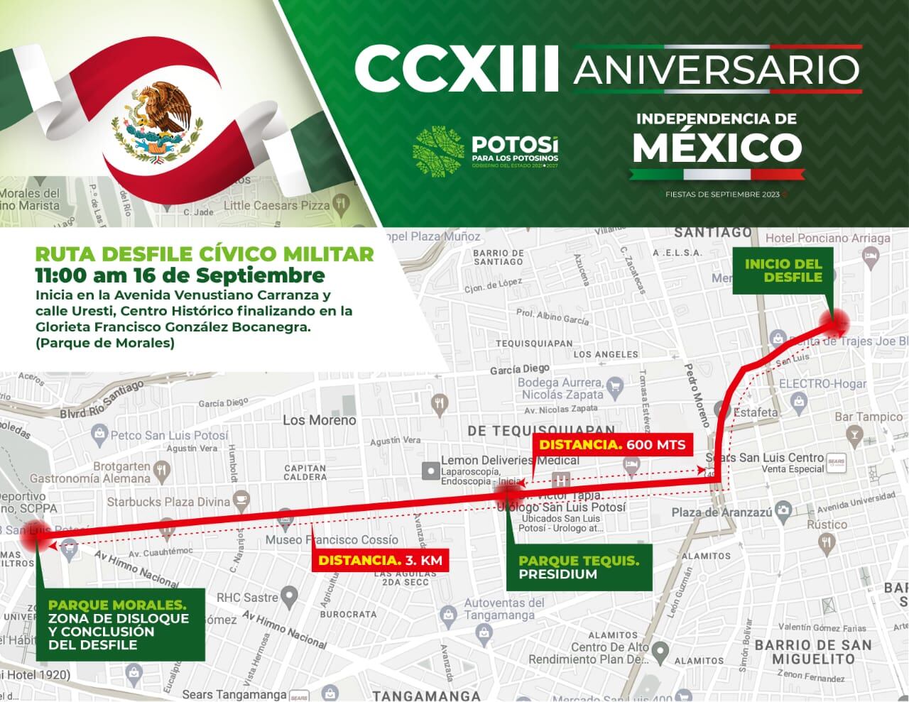 MAPA. Esta es la ruta del Desfile Cívico Militar del 16 de septiembre ...