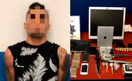 Detienen a sujeto con droga, armas y cartuchos