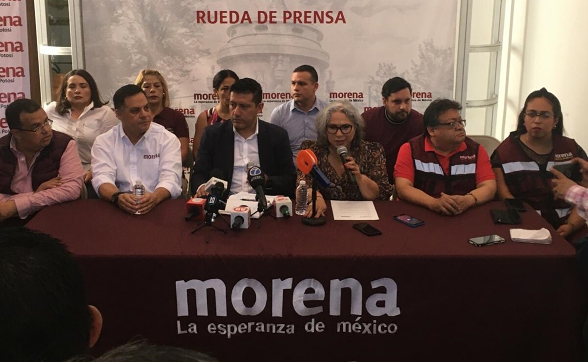 Conferencia de prensa de Morena en SLP. Fotos: Samuel Estrada