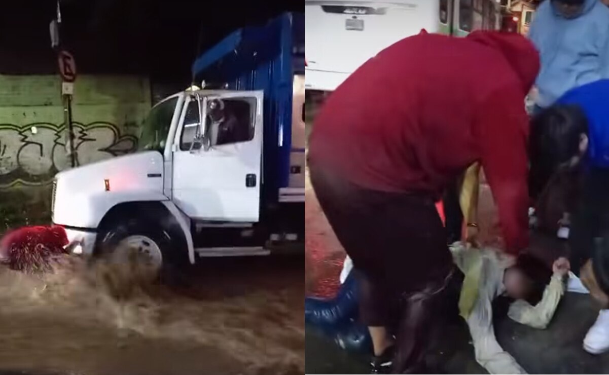 Lluvias intensas arrastran a mujer bajo un camión y su rescate conmociona las redes sociales. Foto: Capturas de pantalla