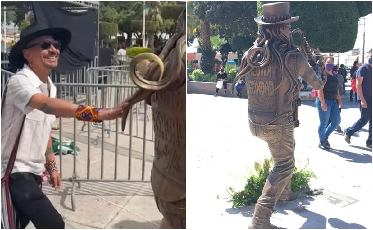 "Roco Pachukote", de Maldita Vecindad, se conmueve al ver el monumento de "Sax" en SLP