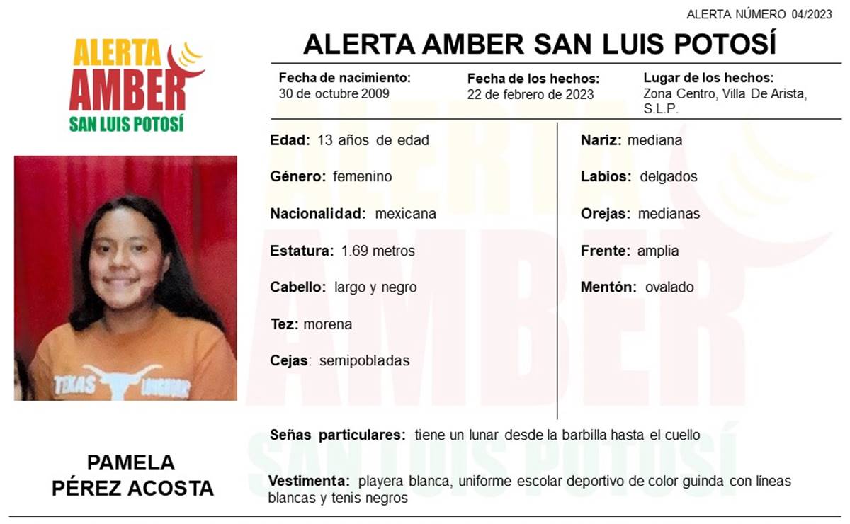 Desaparece adolescente en Villa de Arista, activan alerta amber