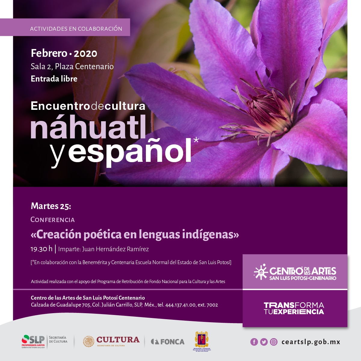 Invitan a la conferencia “Creación poética en Lenguas Indígenas”