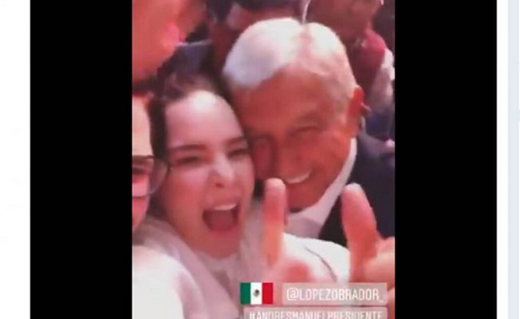 Belinda mostró su alegría junto a AMLO FOTO: TOMADA DE VIDEO