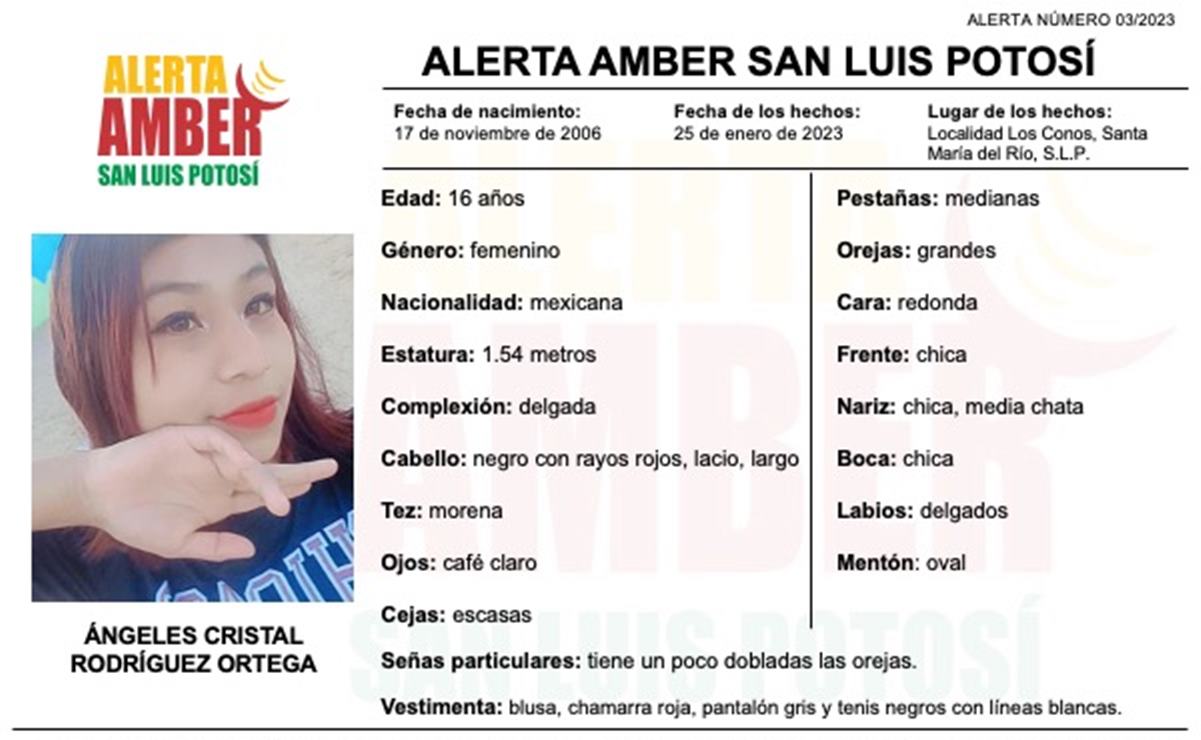 Activan Alerta Amber para localizar a Ángeles Cristal de 16 años, desapareció en Santa María del Río