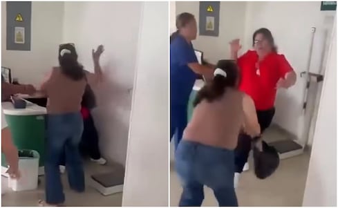 ¡Otro escándalo en el IMSS! Derechohabiente y trabajadora se agarran a golpes en la Clínica 47 de SLP
