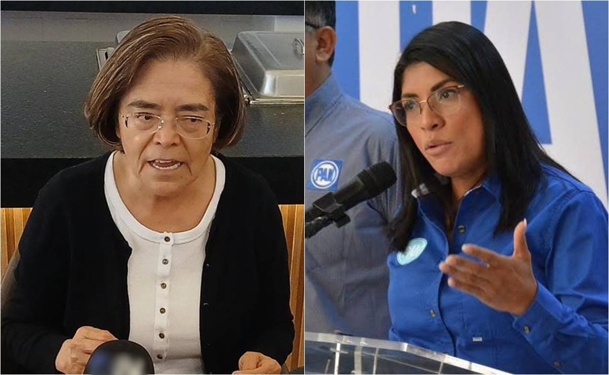 Lidia Argüello, militante histórica del PAN SLP (izq.) y la dirigente actual del partido, Verónica Rodríguez (der.). Foto: Samuel Estrada EL UNIVERSAL y Especial