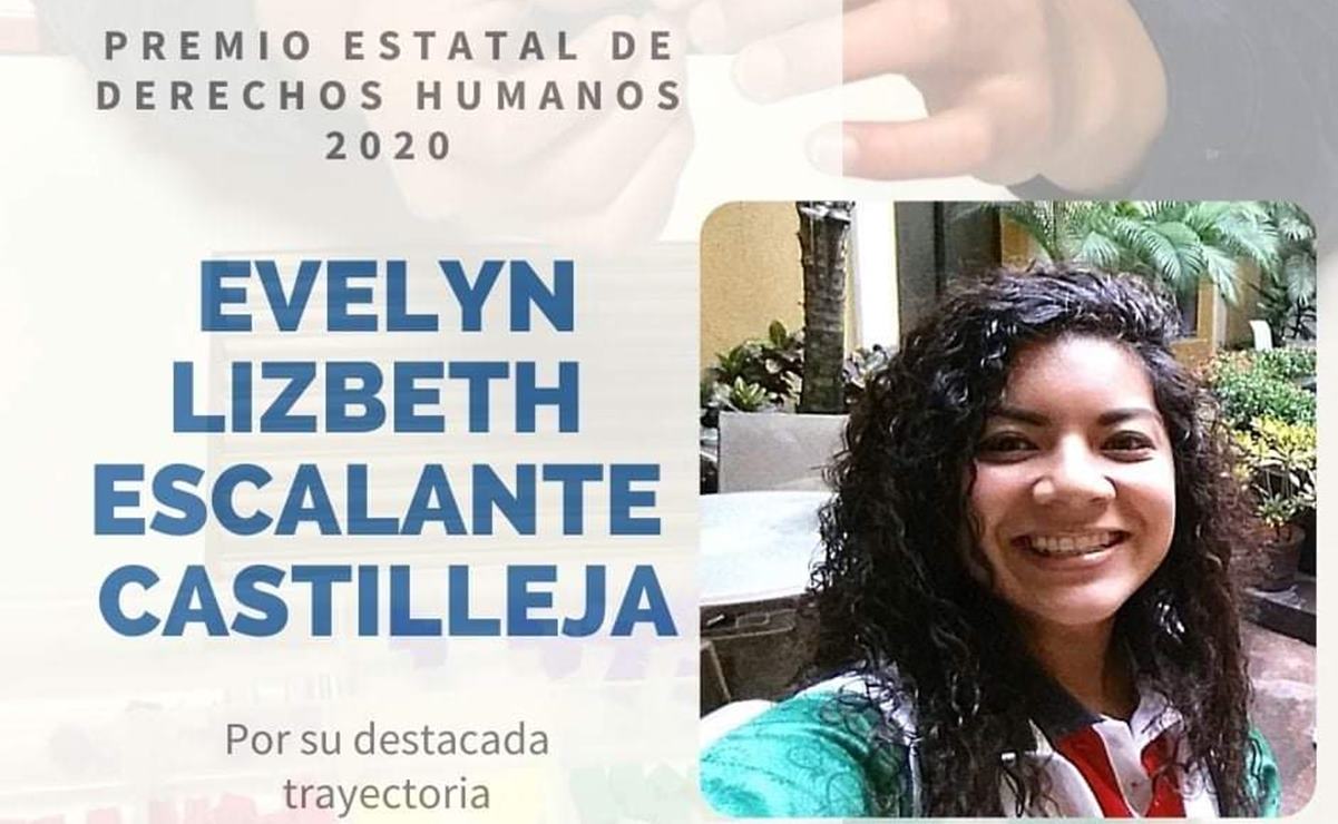 Evelyn Lizbeth Escalante, ganadora del premio estatal de Derechos Humanos