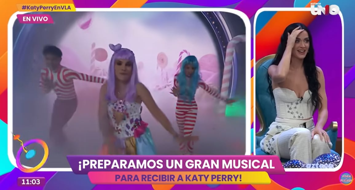 Las caras de asombro de Katy Perry durante su visita al set de Venga la Alegría fueron tendencia en redes sociales en 2024. Foto: captura de You Tube@Venga La Alegría