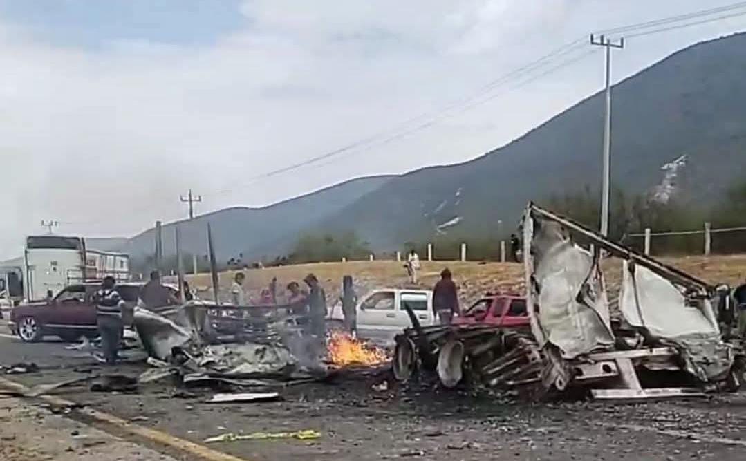 Fuerte accidente en la carretera a Matehuala de SLP. Fotos: Tomadas de redes sociales