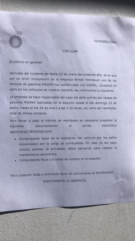 Gasolinera se equivoca y carga diésel a vehículos, hay más de 100 afectados en SLP