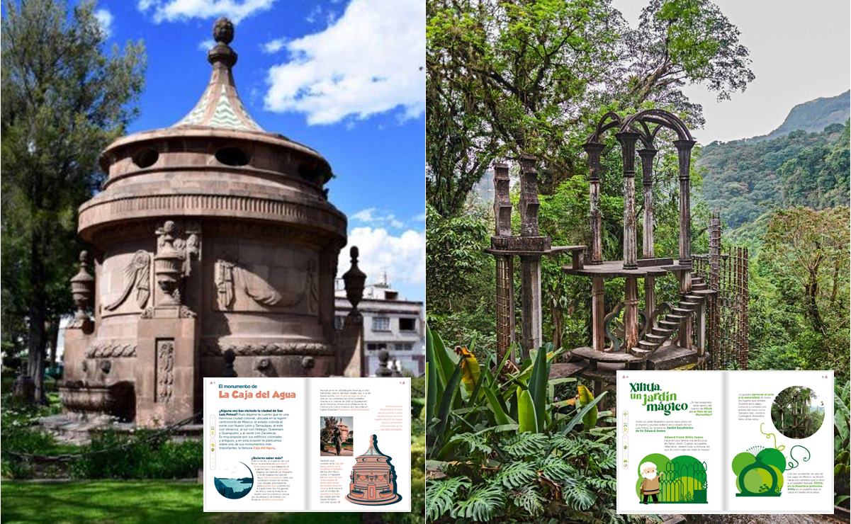 La Caja del Agua y el Jardín Escultórico en Xilitla, íconos potosinos destacan en los nuevos libros de la SEP. Foto: Especial