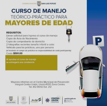 Policía Municipal invita a curso de manejo
