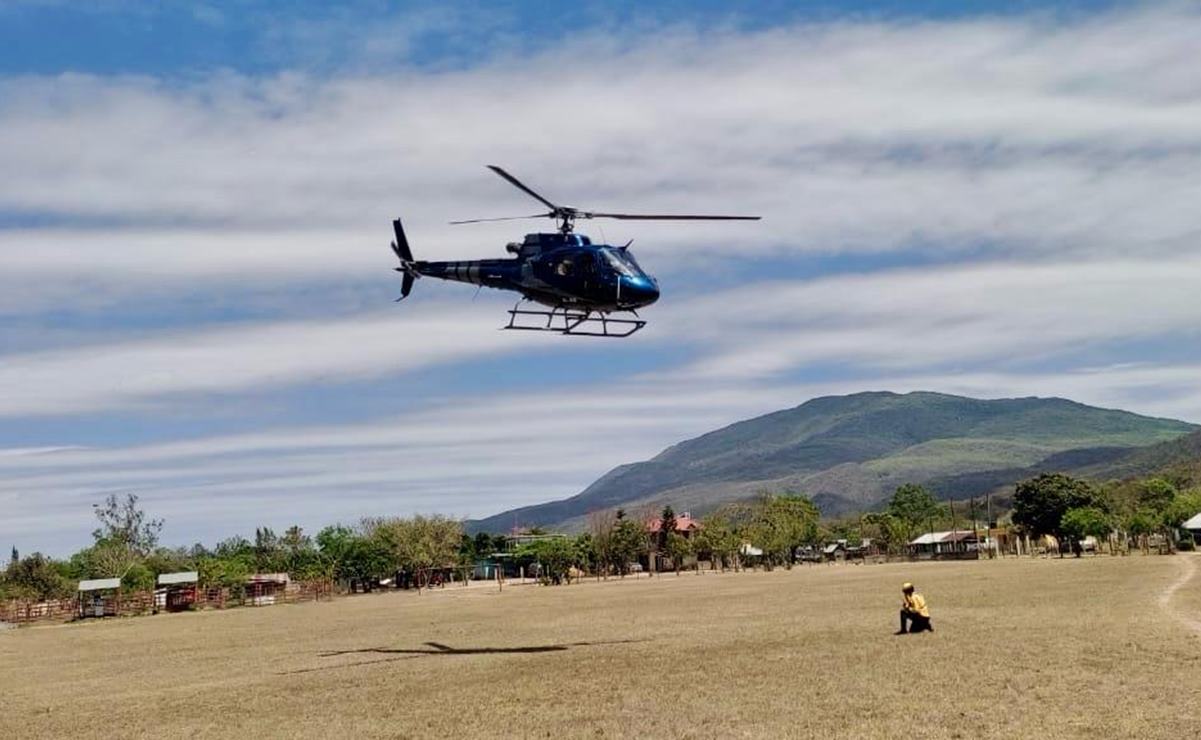 Suma gobierno de SLP helicóptero a combate de incendio en Ciudad del Maíz. Foto: Especial