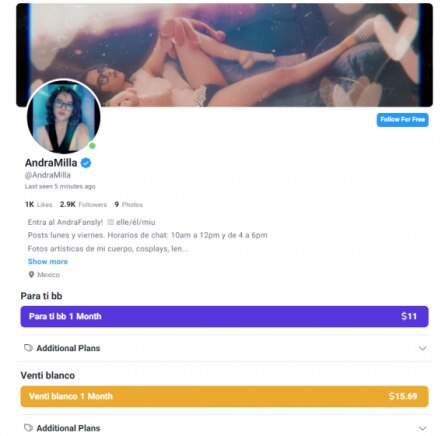 Andra Escamilla, la compañere sube sus primeras fotos a Fansly