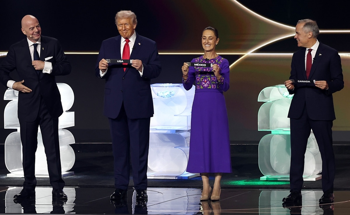 Mundial 2026: Por primera vez, Sheinbaum, Trump y Carney juntos; mandatarios coinciden en escenario durante el sorteo de la FIFA